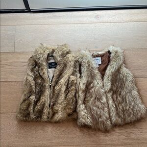 Kids Faux Fur Vest - Brown